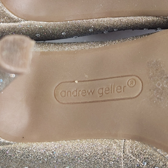 Andrew Giller TAYEN Gold Glitter Open Toe Heel Pumps Size 9M - Picture 7 of 9